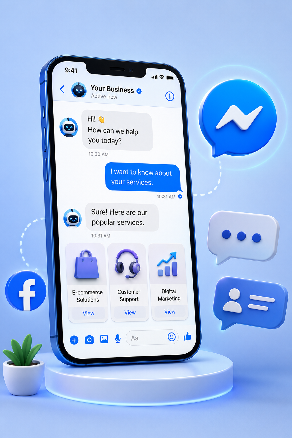 Facebook Messenger AI Agent handling a conversation